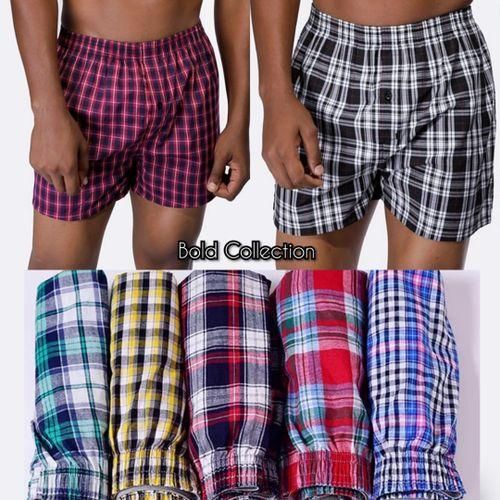 3Pcs COMFORTABLE LONGLASTING Pure Cotton Checked Men's boxers Multicolor For Men
