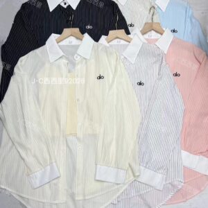 Classic Striped Button-Down Shirt With Contrast Collar & Cuffs