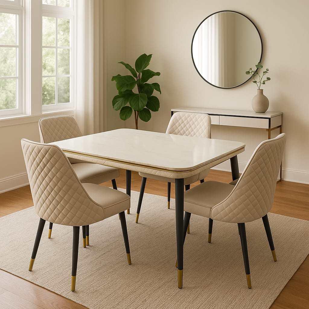 4 seater marble dining set