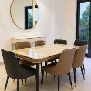 STYLISH 6 SEATER MARBLE DINING SET