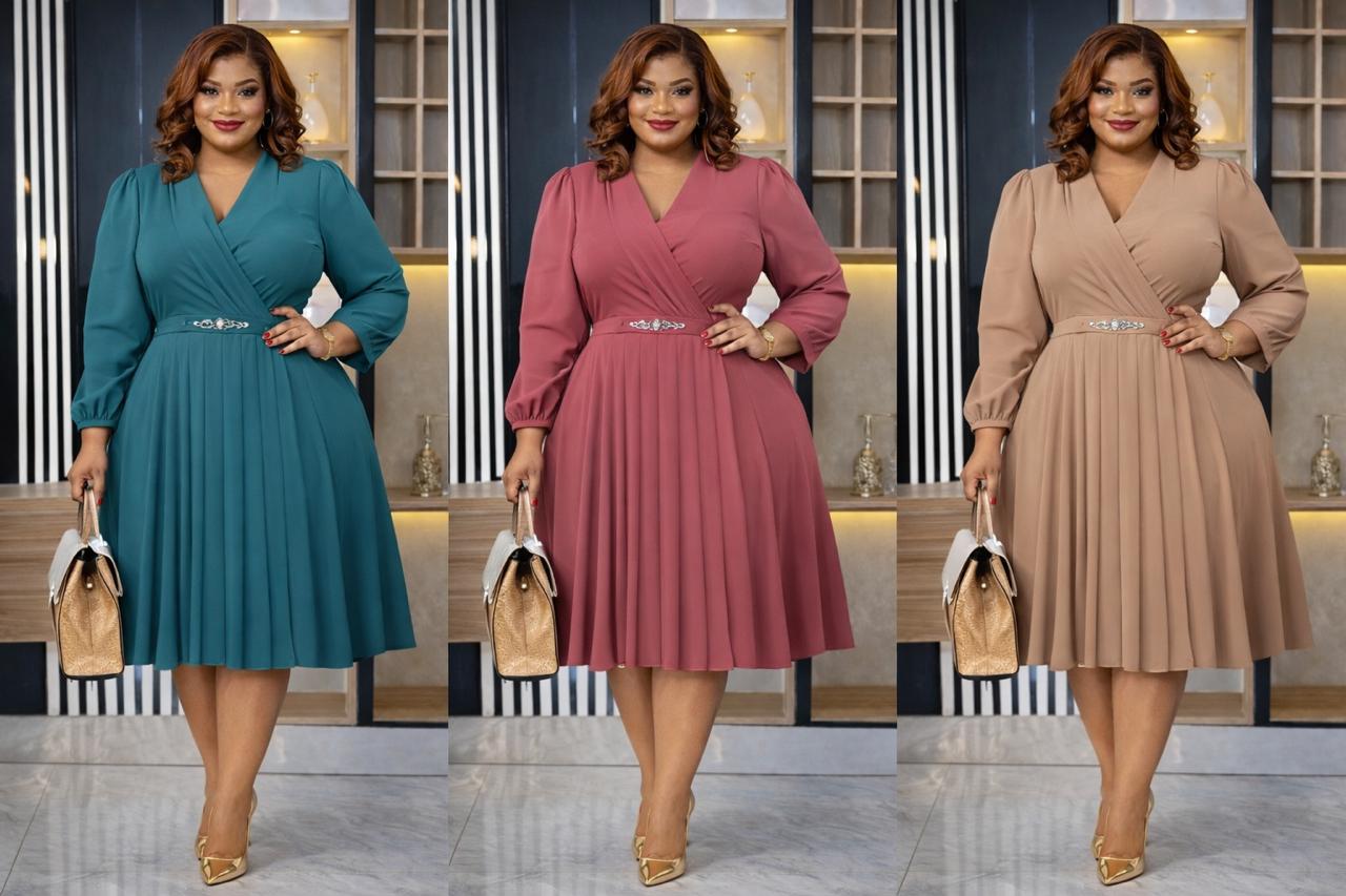 PLEATED MIDI DRESS