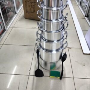 Original Tornado (TC) Cookware Set Sufuria with Free( 2 pcs Plastic service Spoons and 1 Scotch )   .